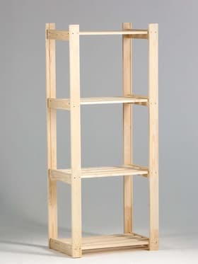 Стеллаж деревянный, 4 полки, 150×64×37.5 см, сосна, усиленный, напольный, «Добропаровъ»