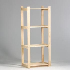 Стеллаж деревянный, 4 полки, 150×64×37.5 см, сосна, усиленный, напольный, «Добропаровъ»