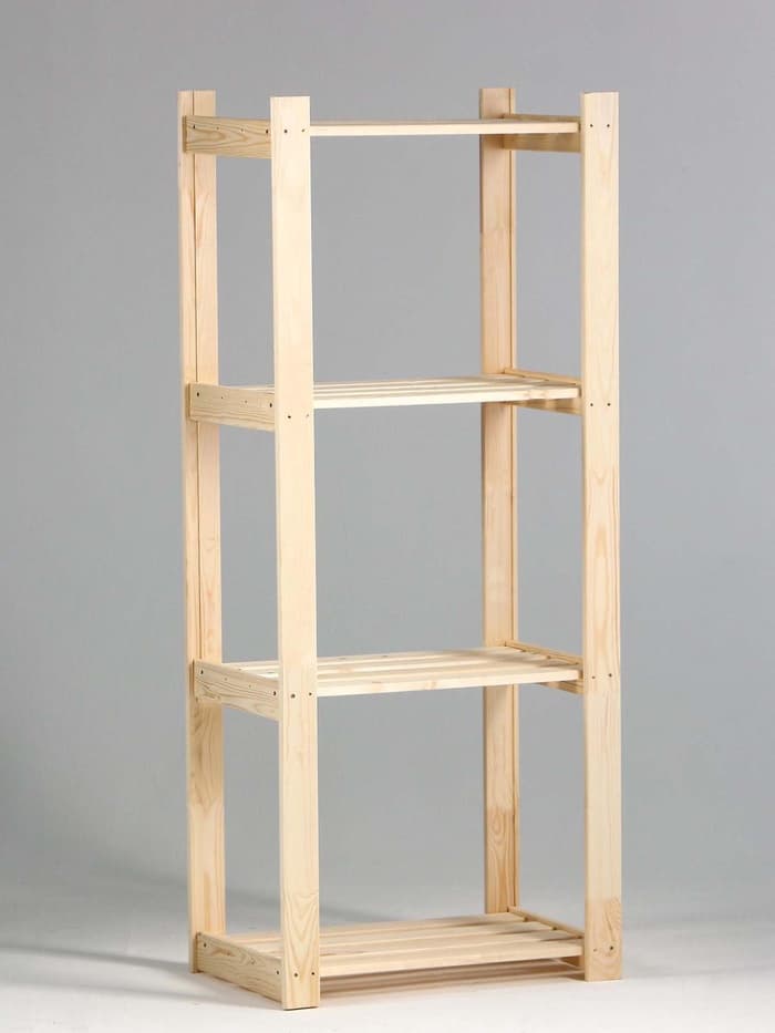 Стеллаж деревянный, 4 полки, 150×64×37.5 см, сосна, усиленный, напольный, «Добропаровъ»