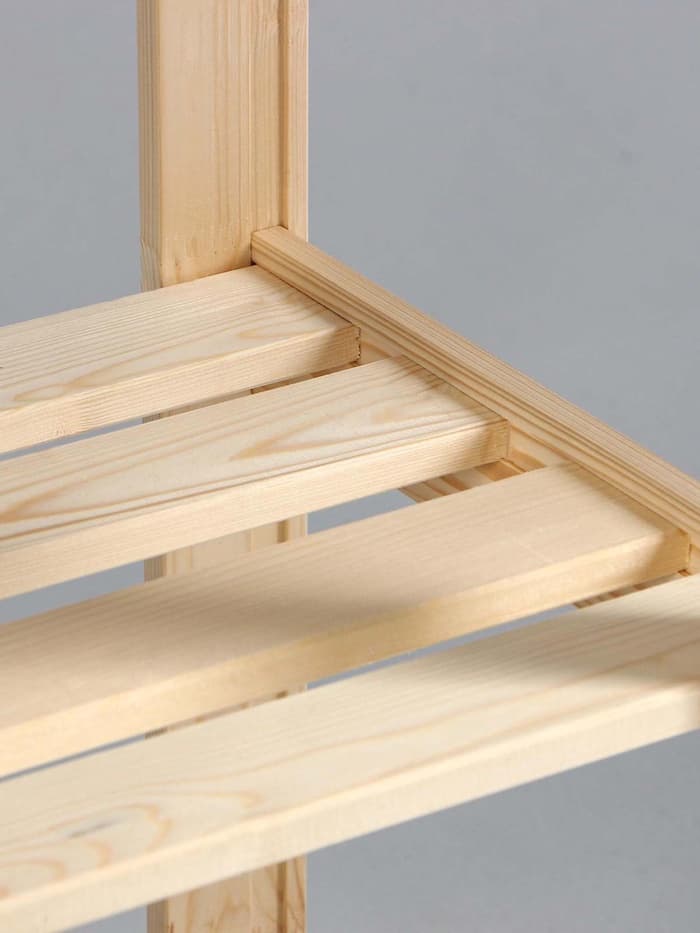 Стеллаж деревянный, 4 полки, 150×64×37.5 см, сосна, усиленный, напольный, «Добропаровъ»