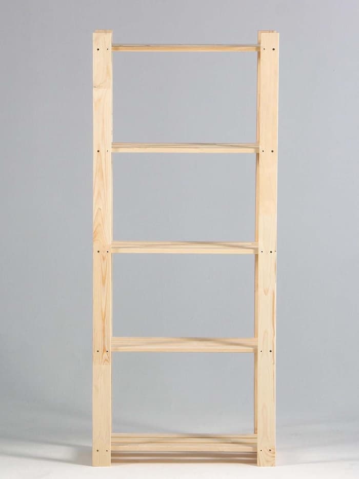 Стеллаж деревянный, 5 полок, 150×64×28 см, сосна, напольный