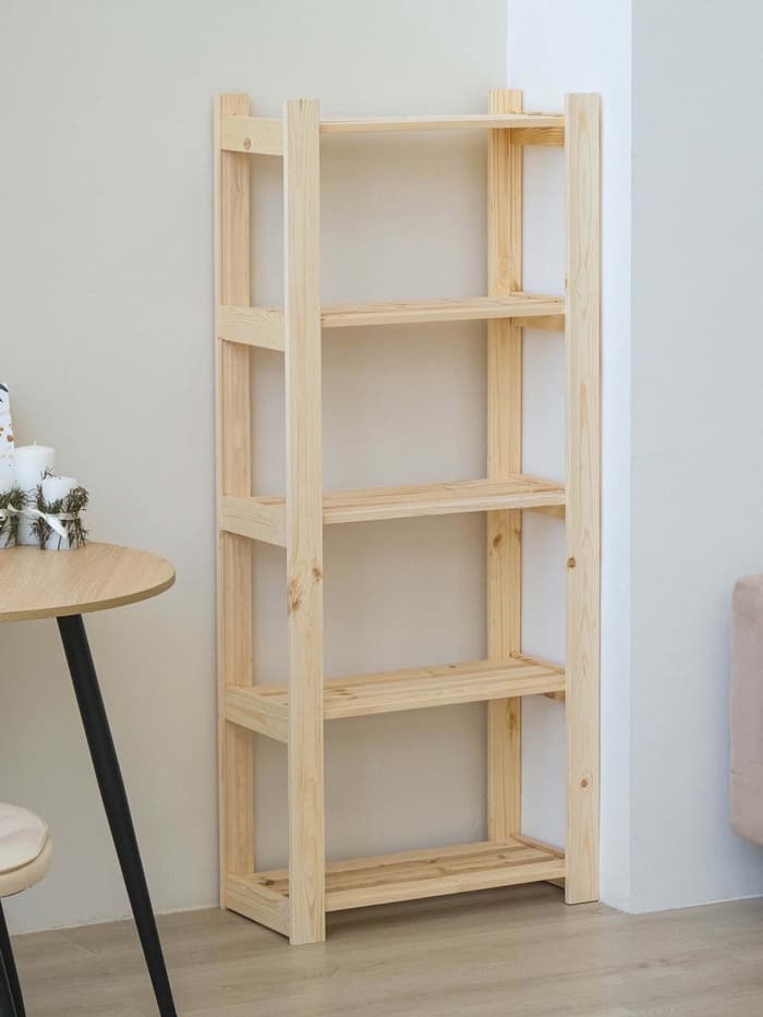 Стеллаж деревянный, 5 полок, 150×64×28 см, сосна, напольный