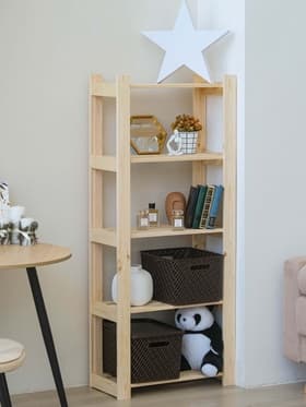 Стеллаж деревянный, 5 полок, 150×64×28 см, сосна, напольный