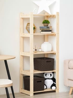 Стеллаж деревянный, 5 полок, 150×64×37.5 см, хвоя, напольный