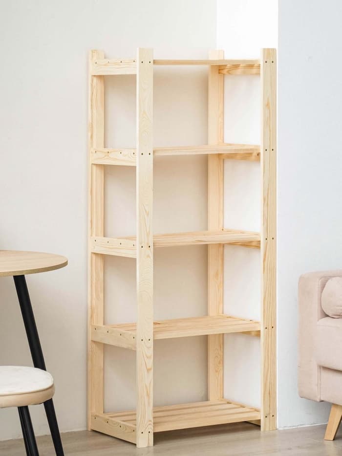 Стеллаж деревянный, 5 полок, 150×64×37.5 см, хвоя, напольный