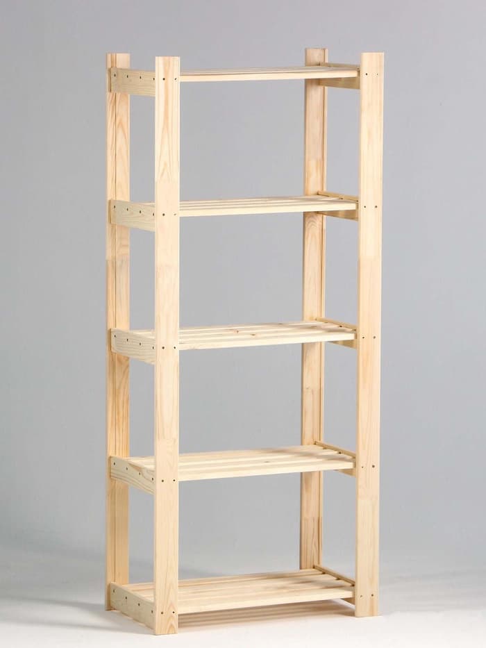 Стеллаж деревянный, 5 полок, 150×64×37.5 см, хвоя, напольный