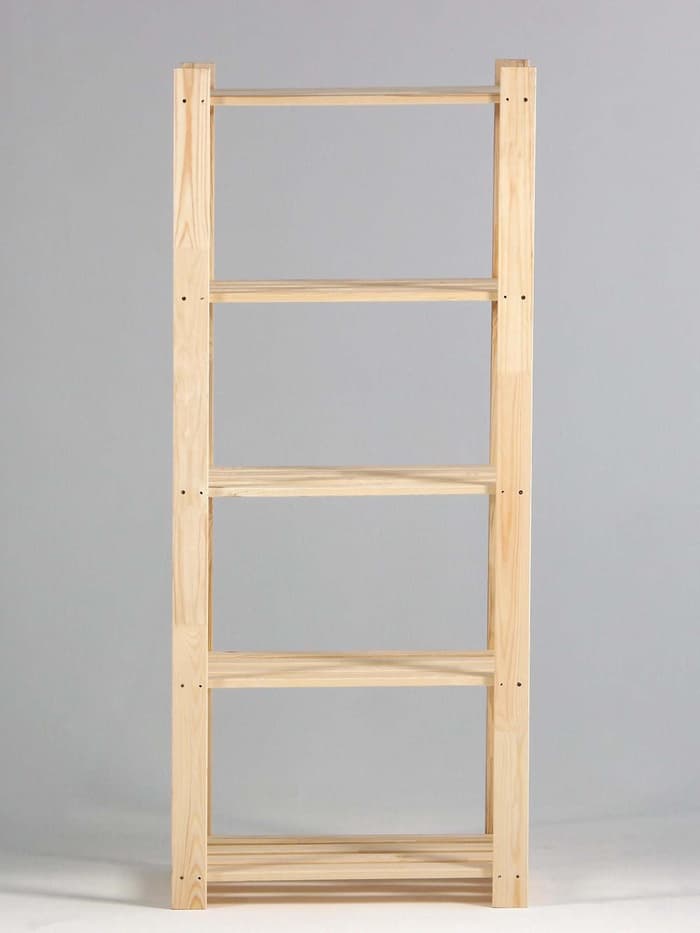 Стеллаж деревянный, 5 полок, 150×64×37.5 см, хвоя, напольный