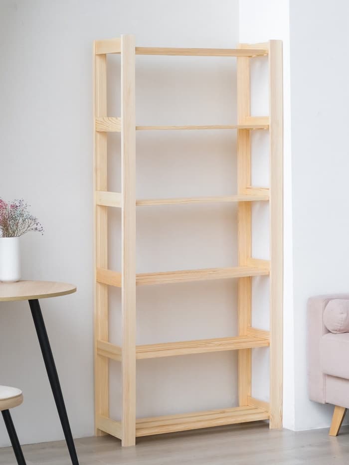 Стеллаж деревянный, 6 полок, 170×84×28 см, хвоя, усиленный, напольный