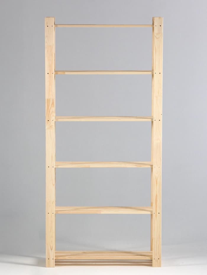 Стеллаж деревянный, 6 полок, 170×84×28 см, хвоя, усиленный, напольный