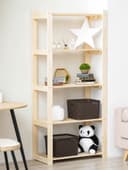 Стеллаж деревянный, 5 полок, 170×74×37.5 см, хвоя, усиленный, напольный, «Добропаровъ»