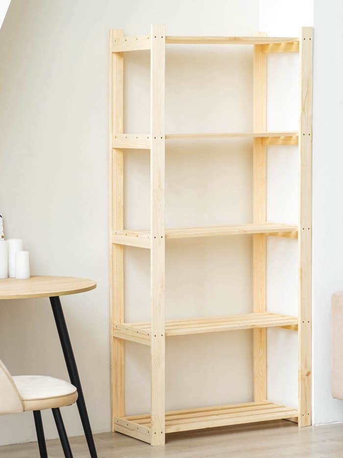 Стеллаж деревянный, 5 полок, 170×74×37.5 см, хвоя, усиленный, напольный, «Добропаровъ»