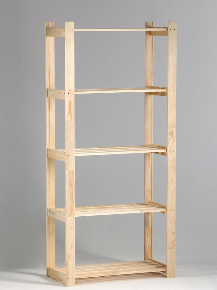 Стеллаж деревянный, 5 полок, 170×74×37.5 см, хвоя, усиленный, напольный, «Добропаровъ»
