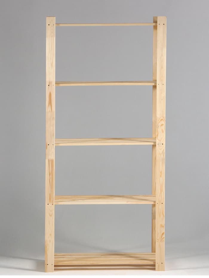 Стеллаж деревянный, 5 полок, 170×74×37.5 см, хвоя, усиленный, напольный, «Добропаровъ»