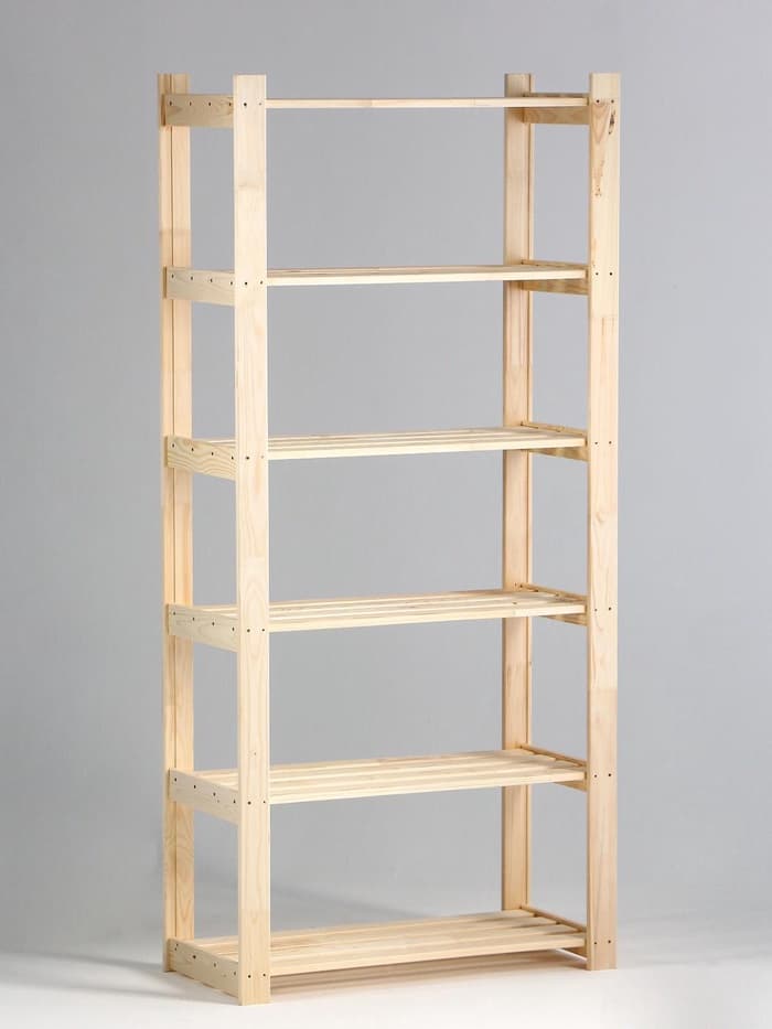 Стеллаж деревянный, 6 полок, сосна, 170×74×37.5 см, усиленный
