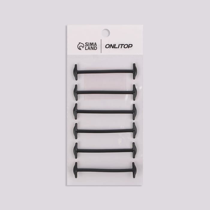 Набор шнурков для обуви, 6 шт., силиконовые, круглые, d=3 мм, 6.5 см, чёрный