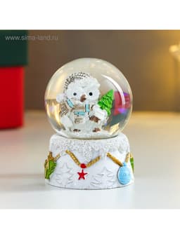 Снежный шар новогодний стеклянный «Совушка в колпаке, с ёлочкой», d=4.5 см, 6×4.5×4.5 см