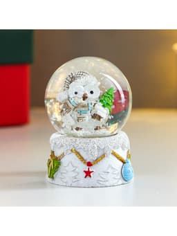 Снежный шар новогодний стеклянный «Совушка в колпаке, с ёлочкой», d=4.5 см, 6×4.5×4.5 см