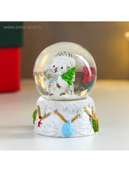 Снежный шар новогодний стеклянный «Совушка в колпаке, с ёлочкой», d=4.5 см, 6×4.5×4.5 см