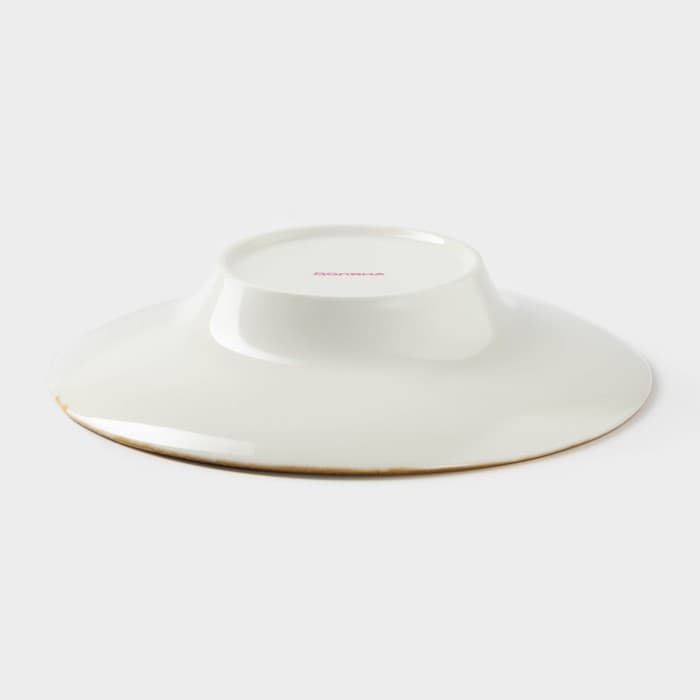 Тарелка для пасты Доляна Organic Gold, 150 мл, d=21 см, фарфор, белая