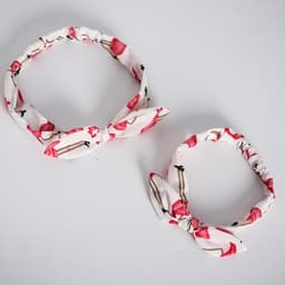 Повязка на голову для мамы и дочки M&B «Family look: фламинго» 2 шт., белый