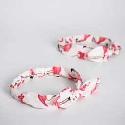 Повязка на голову для мамы и дочки M&B «Family look: фламинго» 2 шт., белый