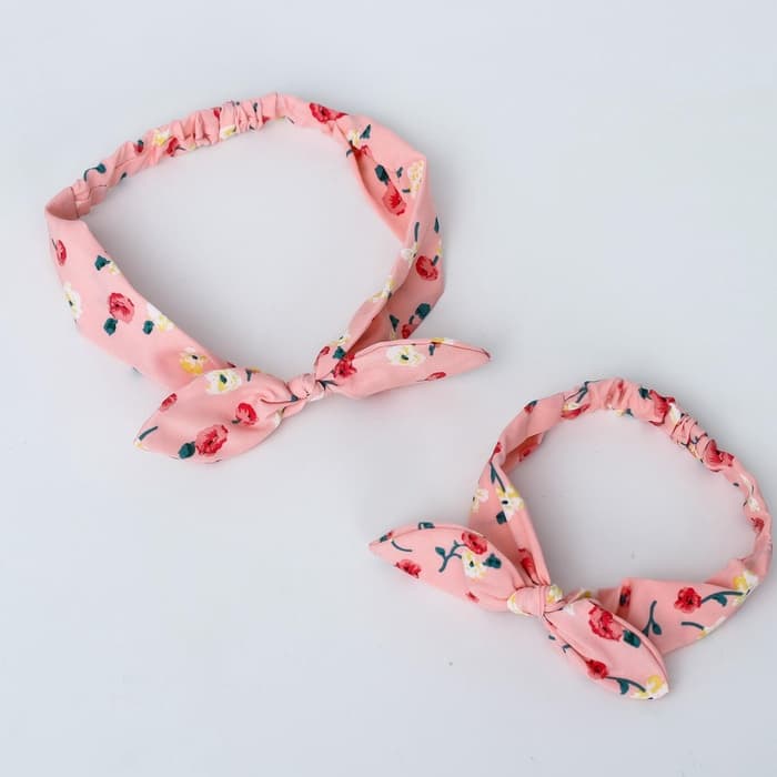 Повязка на голову для мамы и дочки M&B «Family look: цветы» 2 шт., розовый