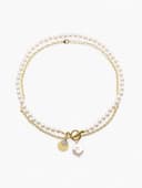 Кулон на цепочке и бусах « Жемчужная нить и амулет», 2 шт. L=45 см, белый в золоте