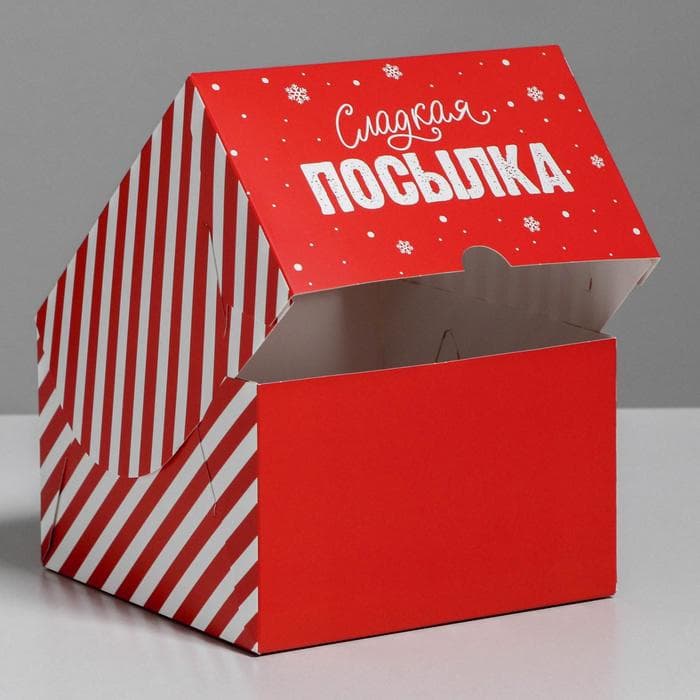 Коробка для капкейков «Новогодняя посылка» 16×16×10 см