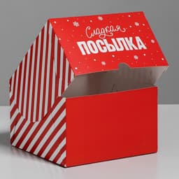 Коробка для капкейков «Новогодняя посылка» 16×16×10 см