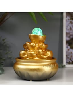 Фонтан настольный с подсветкой «Гора золотых слитков», от сети, 18.5×15×15 см