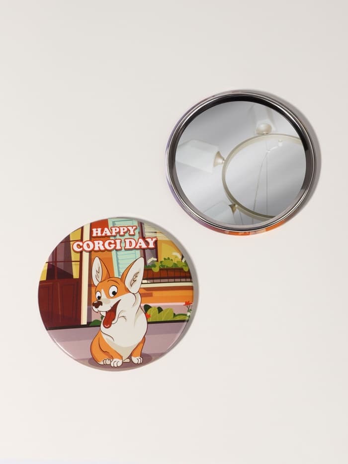 Зеркало карманное «День корги», d=7 см, разноцветное
