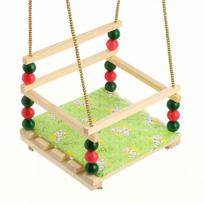 Качель деревянная, для игровой площадки с мягкой сидушкой, «Ветерок», сиденье 34×28 см, цвет МИКС