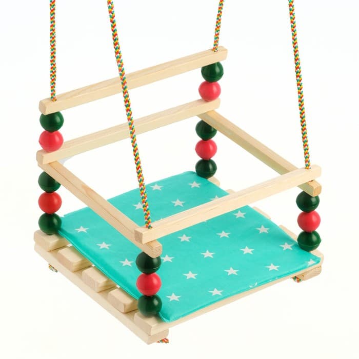 Качель деревянная, для игровой площадки с мягкой сидушкой, «Ветерок», сиденье 34×28 см, цвет МИКС