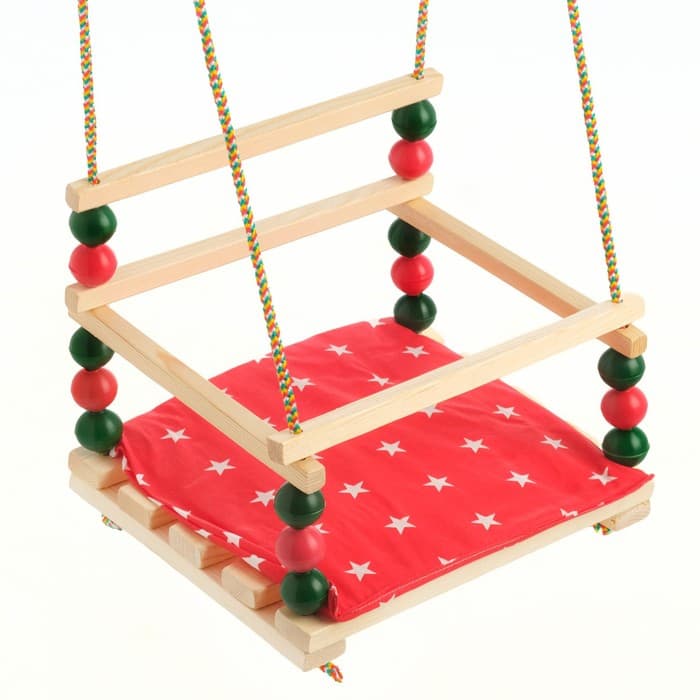 Качель деревянная, для игровой площадки с мягкой сидушкой, «Ветерок», сиденье 34×28 см, цвет МИКС