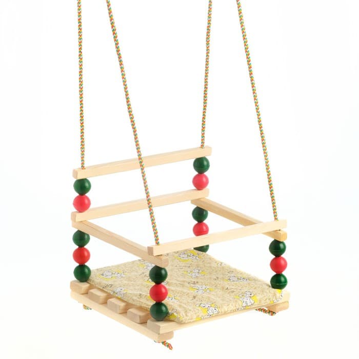 Качель деревянная, для игровой площадки с мягкой сидушкой, «Ветерок», сиденье 34×28 см, цвет МИКС