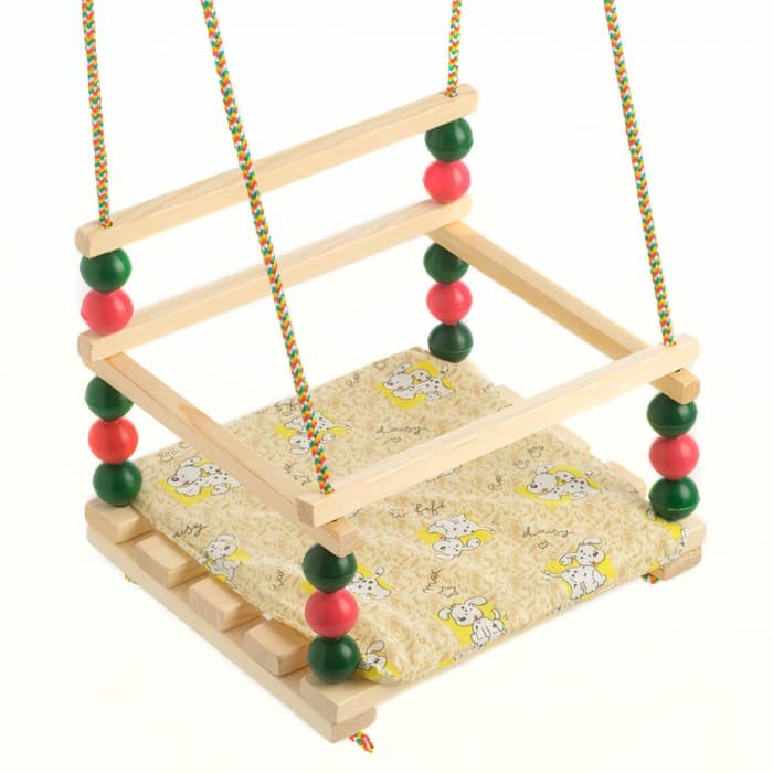 Качель деревянная, для игровой площадки с мягкой сидушкой, «Ветерок», сиденье 34×28 см, цвет МИКС