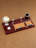 Набор настольный, органайзер 6 в 1 с визитницей и часами, красное дерево