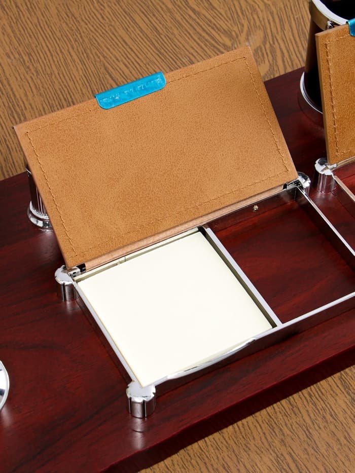 Набор настольный, органайзер 6 в 1 с визитницей и часами, красное дерево