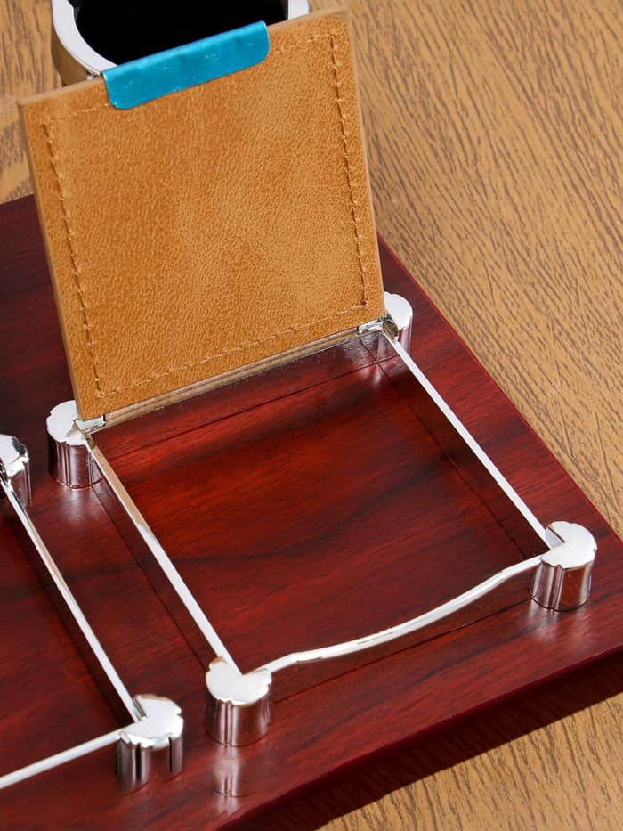 Набор настольный, органайзер 6 в 1 с визитницей и часами, красное дерево