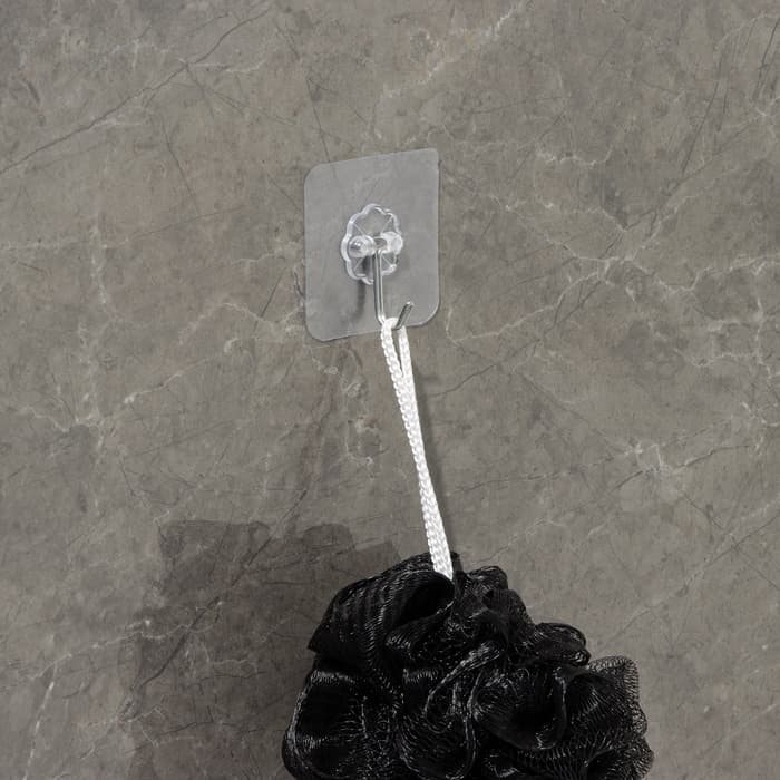 Крючок самоклеящийся Доляна, 5.6×5.6×2 см, прозрачный