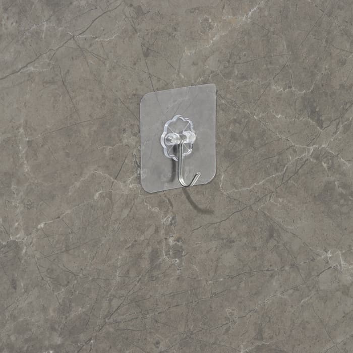 Крючок самоклеящийся Доляна, 5.6×5.6×2 см, прозрачный