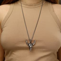 Кулон унисекс «Бык», голова, цвет чернёное серебро, 60 см