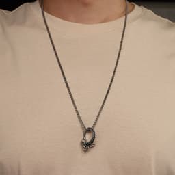 Кулон унисекс «Дракон», в круге, цвет чернёное серебро, 70 см