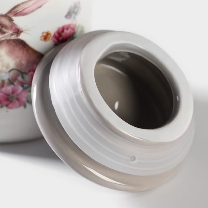 Сахарница-солонка Доляна «Зайка», 150 мл, d=7 см, доломит, белая, серая