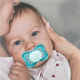 Соска - пустышка силиконовая ортодонтическая M&B, от 0 мес., бирюзовый