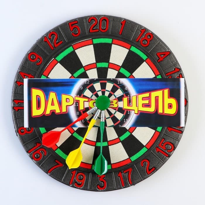 Дартс «В цель», d=35 см, толщина 2 см, 3 дротика, дротик 14.2×3.2 см
