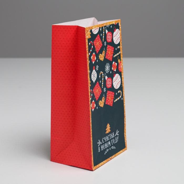 Пакет подарочный без ручек «Счастья в Новом Году», 10×19×7 см