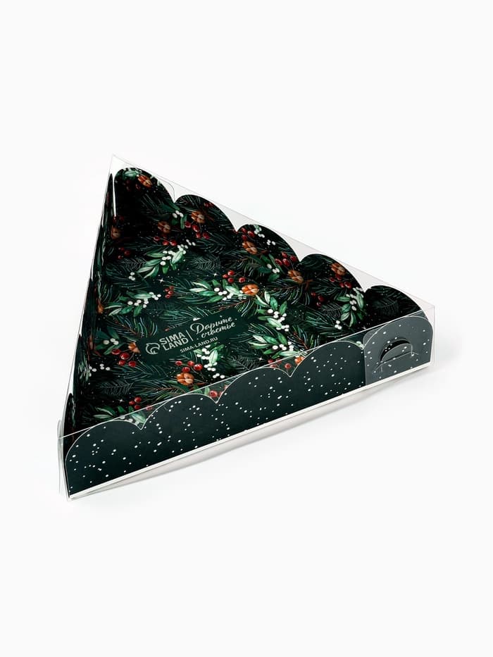 Коробка для кондитерских изделий новогодняя с пластиковой крышкой Happy New Year, 18×4 см