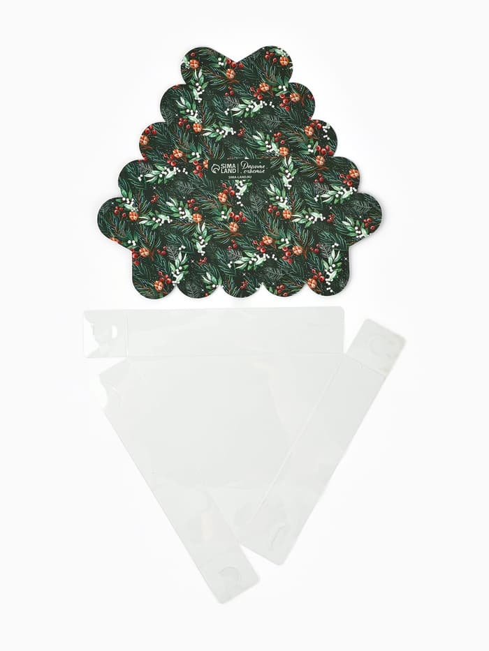 Коробка для кондитерских изделий новогодняя с пластиковой крышкой Happy New Year, 18×4 см