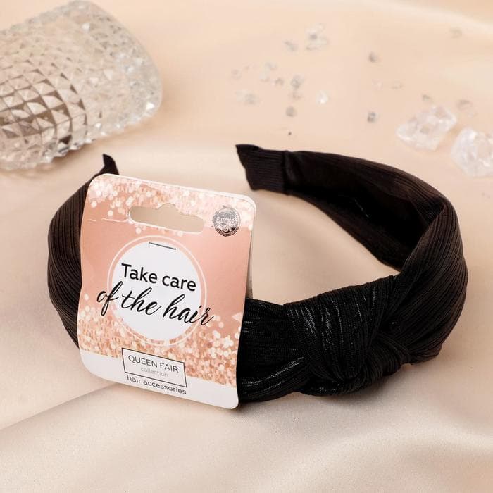 Ободок для волос QF «Престиж», 3 см, чёрный металлик